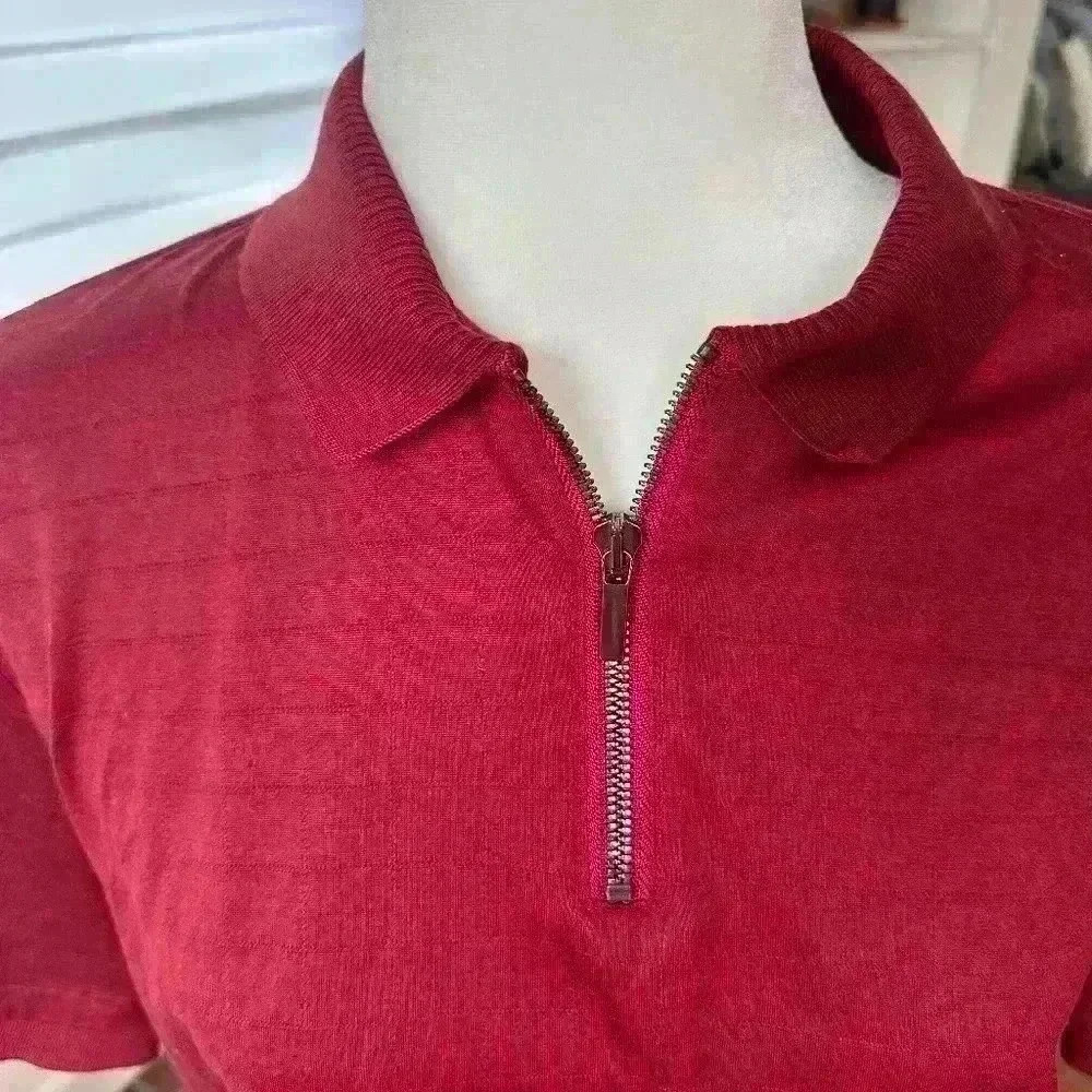 MURANO Men Liquid Luxury Slim Fit Polo Shirt w/Zipper - Size Large - Picture 3 of 6